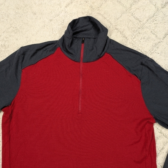 Icebreaker Jacket Men's L Red Navy Block Tech Pullover ½ Zip Merino 260 Body fit - Picture 2 of 10